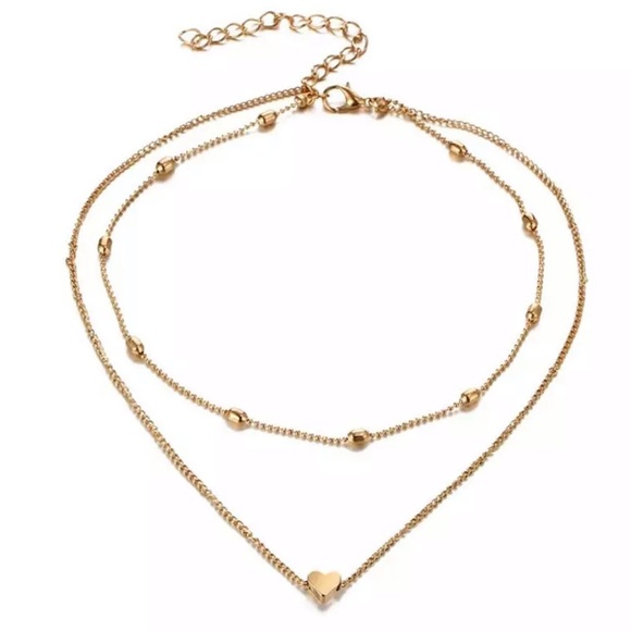 3/$30 💛 Double Heart Choker Necklace - Picture 2 of 3